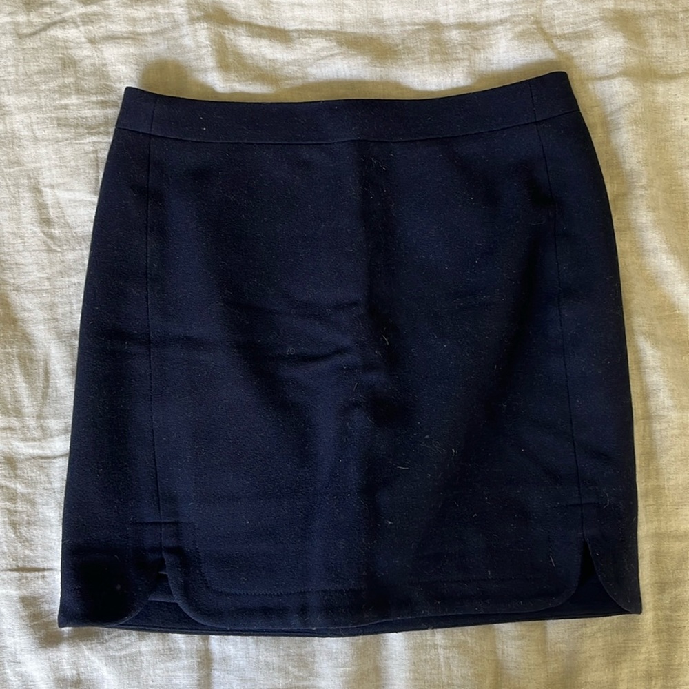 Navy blue j crew wool mini skirt, size 0